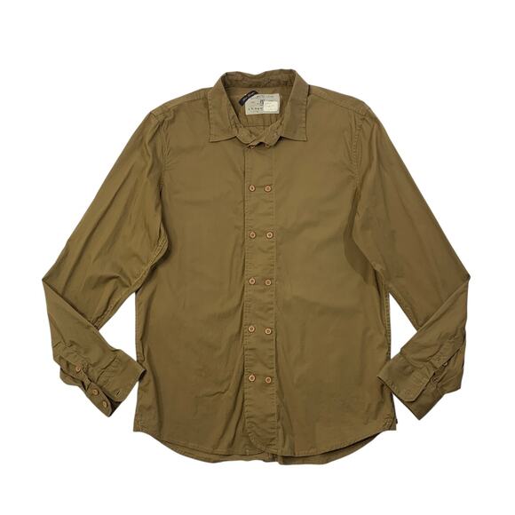 Diesel Shirt Mens L Large Biscuit Cotton Stretch Double Button Up Long Sleeve - Picture 1 of 9